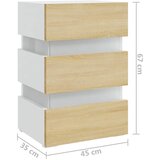  LED noćni ormarić bijeli i hrast 45x35x67 cm konstruirano drvo | shoptok.hr