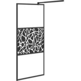 Pregrada za tuš s policom crna 90x195 cm staklo ESG i aluminij | shoptok.hr