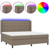 vidaXL Krevet box spring s madracem LED smeđesivi 200x200 cm tkanina Cijene
