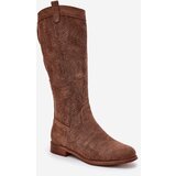 S. BARSKI Boots With Openwork Shaft On Flat Heel Brown S.Barski | Shoptok.si