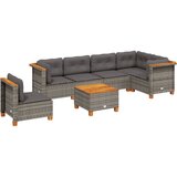 Maison Chic Seti vrtnega pohištva - Vrtna garnitura - Vrtni pohištvo set 7-delna z blazinami siv poli ratan, (21803524) | Shoptok.si