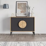 Marckeric Crna/u prirodnoj boji niska komoda u dekoru hrasta 110x82 cm Vae – | shoptok.hr