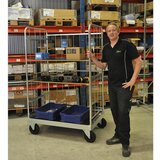 Kongamek večnivojski voziček, pocinkan, dxšxv 1000 x 700 x 1900 mm, 3 police, 2 vrtljivi in 2 fiksni kolesi | Shoptok.si