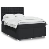 vidaXL Box spring postelja z vzmetnico črn 140x200 cm umetno usnje Cene