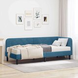 vidaXL Kotna postelja z vzmetnico z vzglavjem Modra 80 x 200 cm Žamet | Shoptok.si