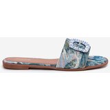 Boto Flat Women's Slippers With Decorative Buckle Blue Clariola | shoptok.hr