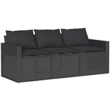 vidaXL Vrtni kavč z blazinami 3-sedežni črn poli ratan, (21207609) | Shoptok.si