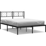 Maison Chic Kovinski Posteljni okvir - Dvoposteljna postelja - Zakonska postelja z vzglavjem črn 135x190 cm, (21692673) | Shoptok.si