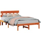  Okvir kreveta s uzglavljem voskasti smeđi 135x190 cm od masivne borovine | shoptok.hr