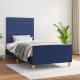Maison Chic Posteljni okvir - Enojna postelja - Postelja za odrasle brez vzmetnice Modra 80x200 cm Tkanina-J7387, (21761169) | Shoptok.si