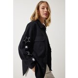  Women's Black Star Embroidered Oversize Shirt Jacket Cijene