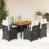vidaXL 7-dijelni vrtni blagovaonski set s jastucima crni od poliratana | shoptok.hr