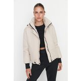 Trendyol Beige Wide Cut Oversize Hooded Zipper Down Jacket Cene