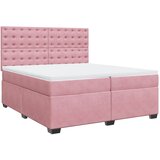  Krevet s oprugama i madracem ružičasti 200x200 cm baršunasti | shoptok.hr
