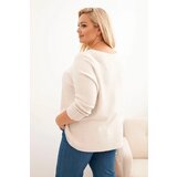 Kesi Włoski Plus size women's sweater with a boat neckline beige | Shoptok.si