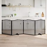  Vrata za pse s vratašcima 4 panela sklopiva 320 cm drvo topole Crna 80 x 90 x 2 cm | shoptok.hr