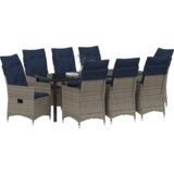  Set za blagovanje u vrtu od 9 dijelova s jastučićima Sivi poli ratan | shoptok.hr
