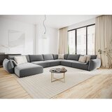 Mazzini Sofas Svetlo siva žametna kotna sedežna garnitura v obliki črke "U" (desni kot) Vanda – | Shoptok.si