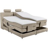 MID.YOU POSTELJA BOXSPRING 180 cm x 200 cm , tekstil, leseni material peščene barve | Shoptok.si