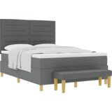  Krevet s kutijom madraca i klupom tamnosive boje 160x200 cm od platna | shoptok.hr