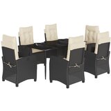 vidaXL 7-dijelni vrtni blagovaonski set s jastucima crni od poliratana | shoptok.hr