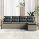 vidaXL 5-delni vrtni kavč set s blazinami siva poli ratan | Shoptok.si