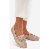 Boto Women's moccasins with perforated pattern and lacing beige Mirisa | shoptok.hr