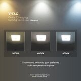  v-Tac LED plafonjera 23419, 12W 1100lm 3000K, 4000K ali 6000K IP20 s senzorjem kvadratna | Shoptok.si