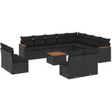  13-dijelni set vrtnih sofa s jastucima poliratan crni | shoptok.hr