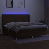  Box spring postelja z vzmetnico LED temno rjava 200x200cm blago, (20900250) | Shoptok.si