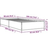 vidaXL Posteljni okvir siva sonoma 90x190 cm inženirski les in kovina, (21128903) | Shoptok.si