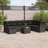  9-dijelni set vrtnih sofa s jastucima crni od poliratana | shoptok.hr