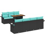 Sjedeća garnitura za vrt s jastukom 8 pcs Crna i plava | shoptok.hr