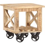 vidaXL Stranska mizica s kolesi 40x40x42 cm robusten mangov les | Shoptok.si