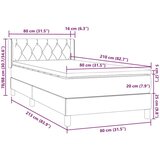 Box Spring krevet s madracem svijetlo sivi 80x210 cm baršun | shoptok.hr