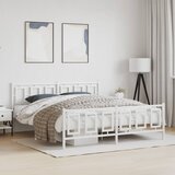  Metalni okvir kreveta uzglavlje i podnožje bijeli 180x200 cm | shoptok.hr