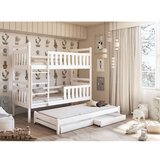  Drveni Dečiji Krevet Na Sprat Klara S Tri Kreveta I Fiokom - Beli - 190/200*90 Cm | ePonuda.com