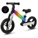 Suno dječji bicikl bez pedala s led rasvjetom, crno bijeli