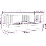  Dnevni ležaj sivi 90 x 190 cm od masivne borovine | shoptok.hr