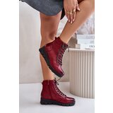 Boto PE2 Light Warm Women's Ankle Boots On Platform And Wedge Burgundy Savindria | Shoptok.si