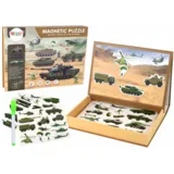 set of educational magnetic puzzles with a land war motif