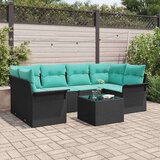  Vrtna sedežna garnitura 7 pcs Črna in turkizna 55 x 55 x 37 cm, (5000020527) | Shoptok.si