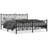 vidaXL Metalni okvir kreveta uzglavlje i podnožje crni 180x200 cm | shoptok.hr