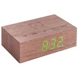 temno rjava lesena LED budilka Flip Click