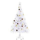  Umjetno osvijetljeno božićno drvce s kuglicama bijelo 150 cm | shoptok.hr