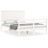 Maison Chic Posteljni okvir - Dvoposteljna postelja - Zakonska postelja z vzglavjem bel 140x200 cm trden les-J15664, (21768671) | Shoptok.si