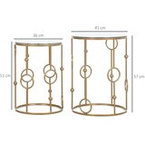  Set 2 stolića za kavu pomoćni staklene ploče Ø41x57 cm zlatni | shoptok.hr