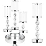 springos set svijećnjaka sa staklenim sjenilom 3 kom, 28/35,5/41 cm, srebrni | shoptok.hr