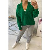 Kesi Buttoned sweater with a decorative weave green Cijene