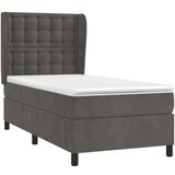 Box spring postelja z vzmetnico temno siva 90x200 cm žamet, (20790572) | Shoptok.si